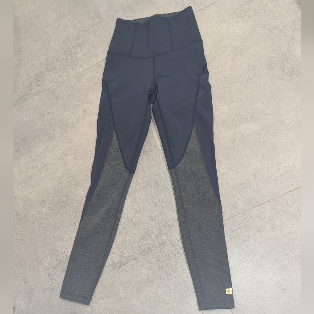 Aurum Petite Mesh Panel Leggings Navy XS High Rise Athletic Workout Pants‎ - Picture 2 of 8